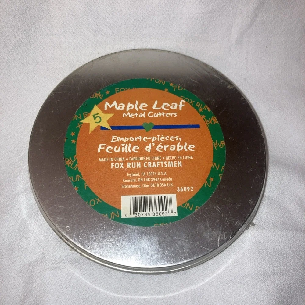Fox Run 5 Piece Maple Leaf Cookie Cutters Silver Color Fall Leaves Baking #36092